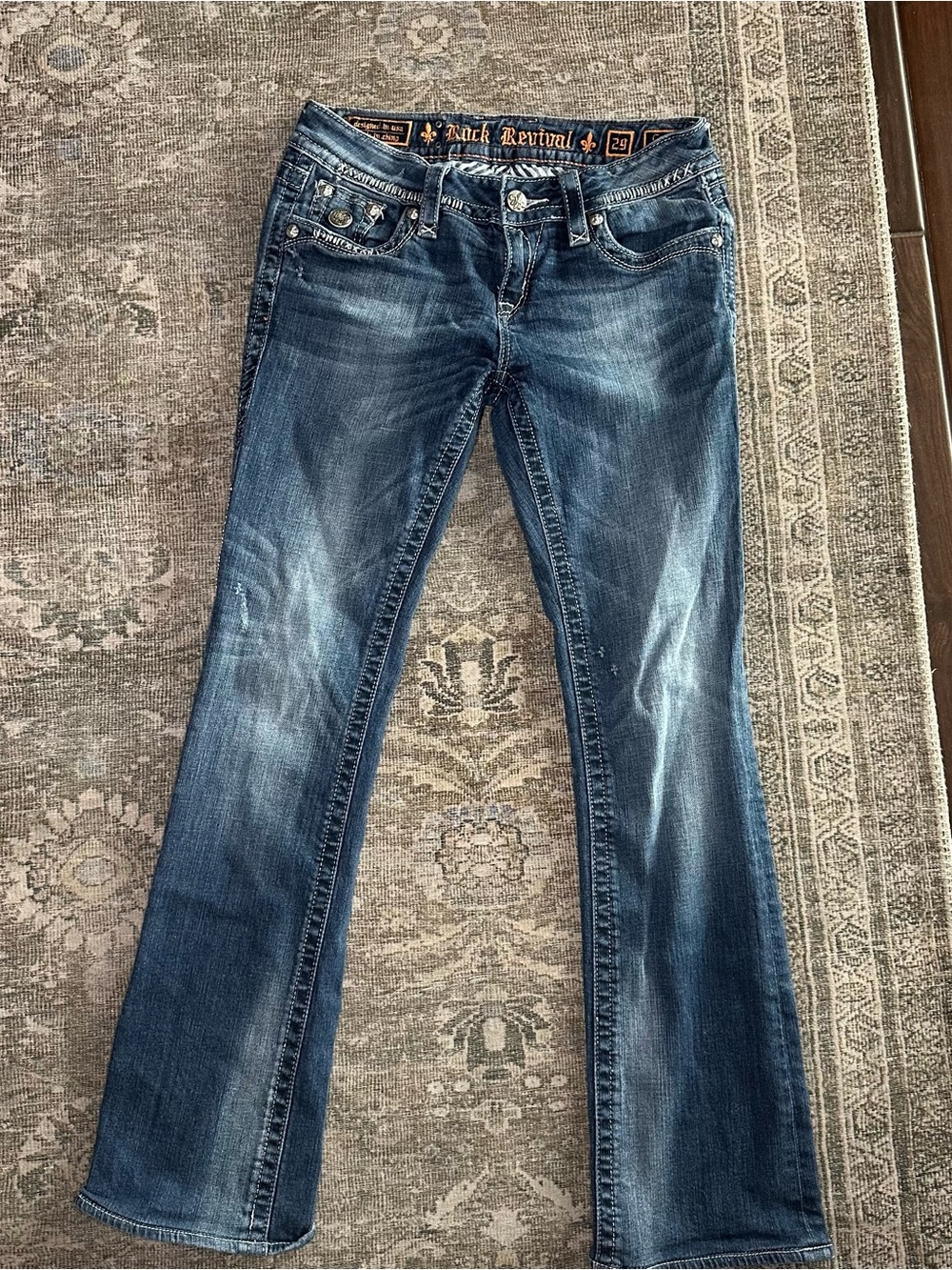 Rock Revival Celine Boot Size 29 Women’s Embellished Jeans Back Flaps